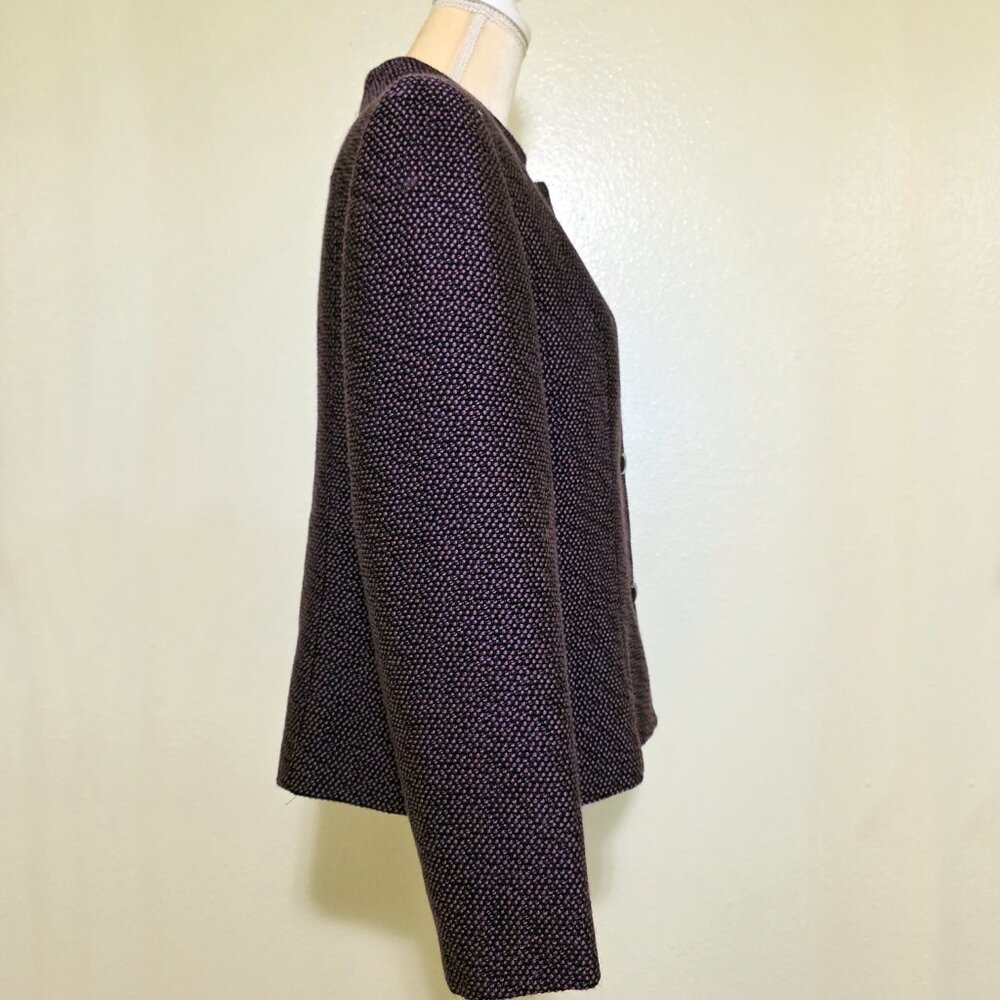 Women's BIGIO COLLECTION Tweed Purple Blazer Suit Jacket Plus Size 16 EUC - Picture 3 of 7